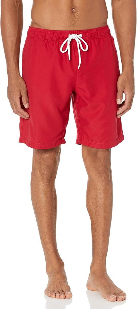 Amazon Essentials Men's 9" Swim Trunks (Large, Red)