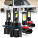 For 2015-2023 Jeep Renegade light Bulbs, 9008 High Low Beam H11 Fog Light Combo, 4PCS