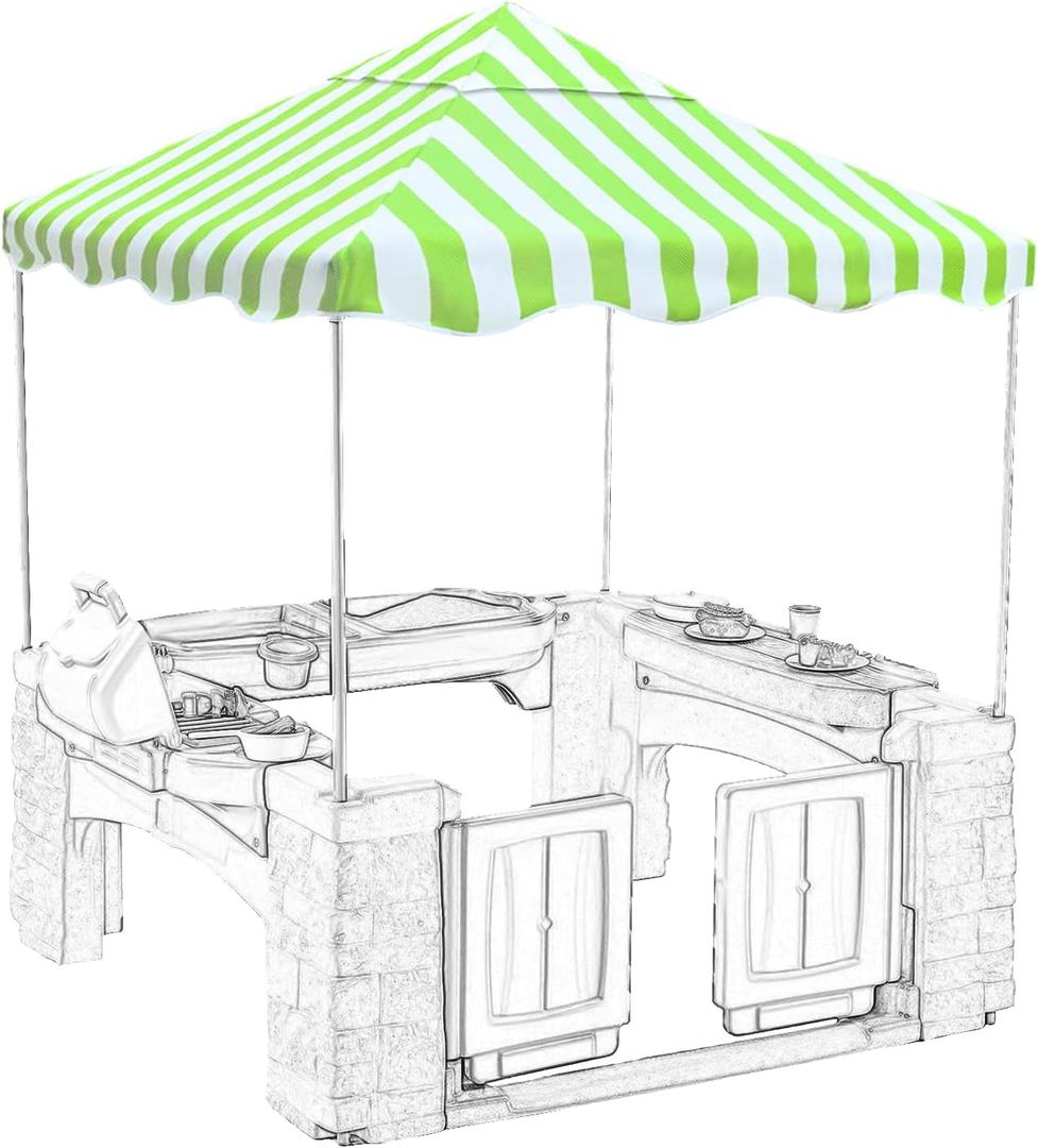 Outdoor Kids Playhouse Replacement Canopy,Replacement Top Cover Suitable for Multiple Brands with The Same Size Kids' Playhouse of The Same Size. (Green 56" W x 56" D x 17" H)