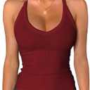iGENJUN Workout Tops for Women Racerback Basic Tank Summer 2025 Camisole V Neck Slim Fit Ribbed Sleeveless, Large