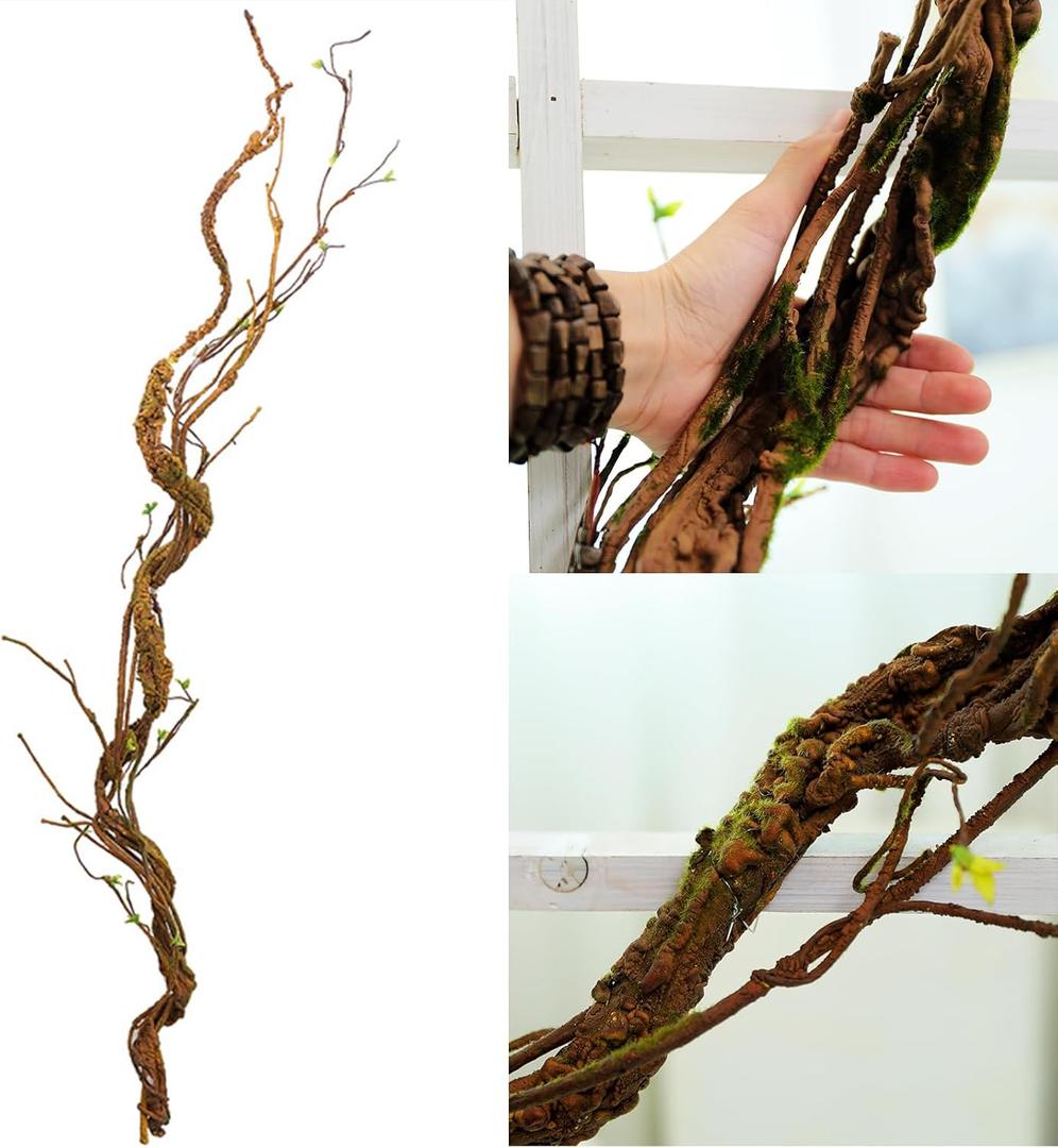 66.9in Flexible Artificial Wall Hanging Plants Tree Trunk Fake Cherry Blossom Branches Wood Twigs Twisted Cane Vine Grape Garland for Wedding Outdoor Garden Home Room Christmas Decoration
