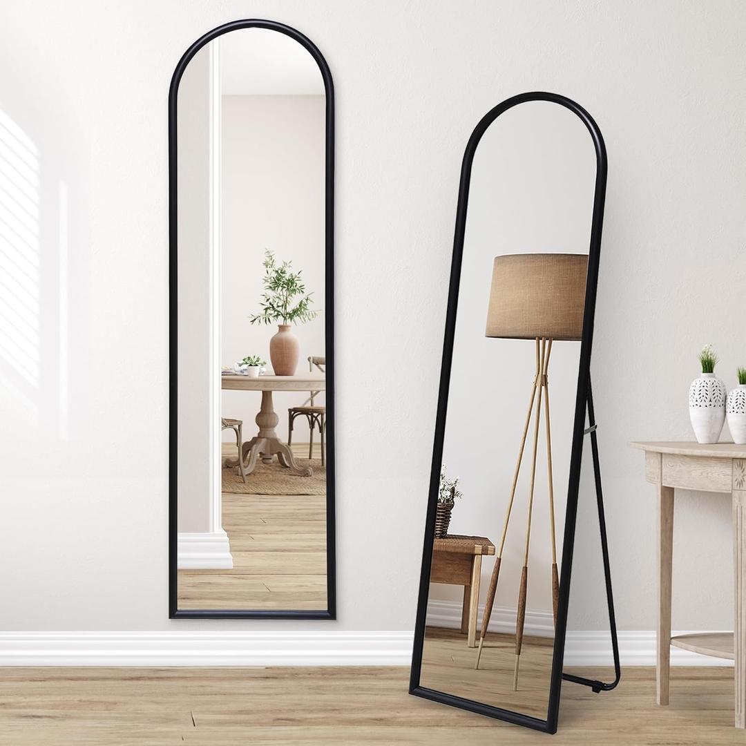 Americanflat 15x59 Arched Mirror with Stand- Large Hanging Mirrors with Durable Frame - Modern Mirror for Bathroom, Bedroom, Living Room - Mirrors for Wall Display and Home Decor - Black