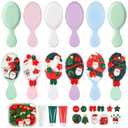 Vesici 12 Pcs Christmas Mini Hair Brush DIY Hairbrush Kits Detangling Christmas Stocking Stuffers Xmas Gifts for Women Spa Party Supplies DIY Crafts