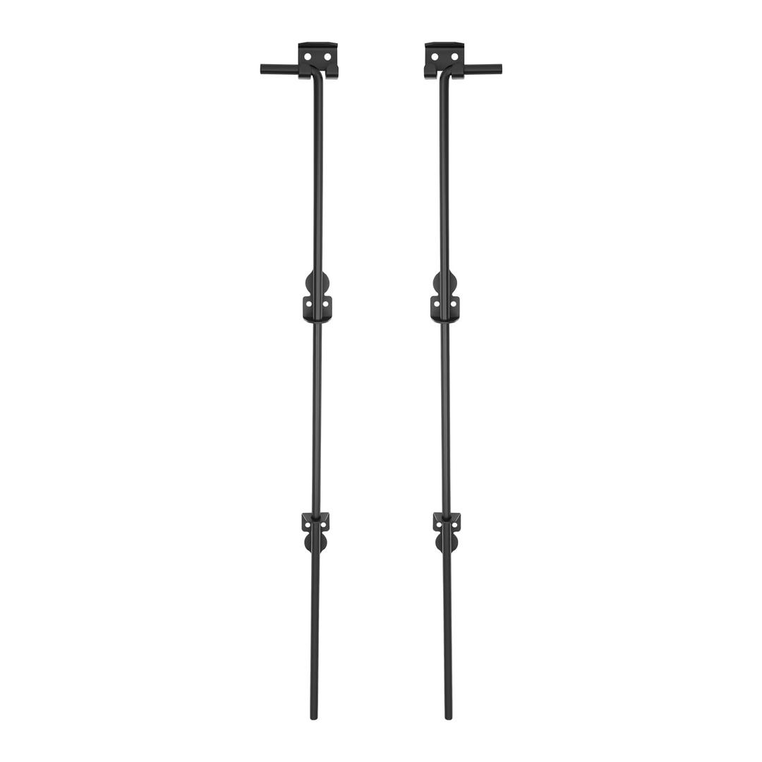 36" Heavy Duty Gate Drop Rod for Gates, Double Gate Latches, Metal Gates Doors Stopper for Wooden Fences, Black(2 Pack for Gate Drop Rod)
