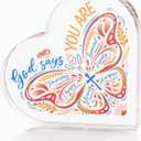 Christian Gifts for Women, Inspirational Butterfly Acrylic Heart Decor with Bible Verses, Religious Spiritual Gifts for Mom Sister Female Coworker Birthday Mothers Day Gift (Pink)