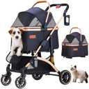 Pet Stroller for Small Medium Dogs, Lightweight Small Dog Stroller for Dogs Cats with 6 Shock Absorption System, Detachable Carrier Suitable for Car Seat & Hand Carry, Safe Outings