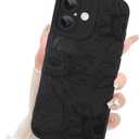 Fiyart Designed for iPhone 16 Plus Case Cute Flower Floral Sunflowers Design,Soft Slim TPU Anti-Scratch Phone Cover for Women Girls 6.7"-Black