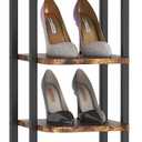 Vertical Shoe Rack, Shoe Shelves with 2 Hooks, Wood Shoe Organizer for Entryway, Shoe Tower for Small Spaces, Free Standing (Rustic Brown, 8 Tier)