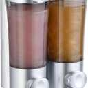 Shampoo and Conditioner Dispenser, Shower Soap Dispenser 2 Chamber No Drill Wall Mounted Shampoo Dispenser Shower Dispenser for Bathroom Hotel Large Capacity,Silver