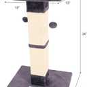 34" Cat Scratching Post for Indoor Cats, Sisal Cat Scratcher with Large Plush Perch, Vertical Posts with Elevated Bed and with Two Dangling Balls, Removable & Washable Cover, Dark Grey