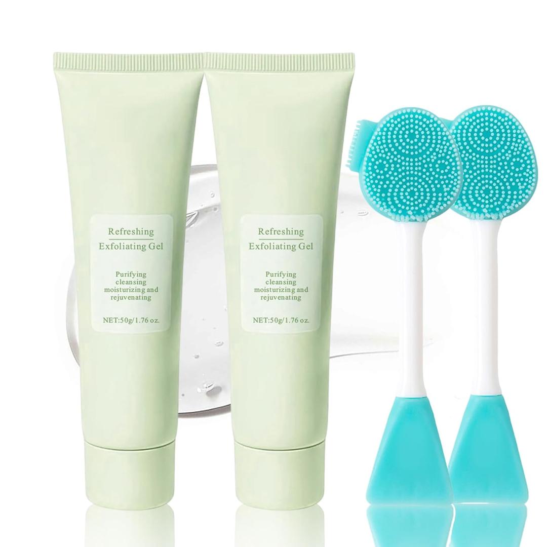 Purifying Exfoliating Gel with Face Washing Brush, Exfoliating Face Wash, Deep Cleansing Peeling Gel for the Whole Body, Facial Scrub Exfoliator, Oil & Dirt Cleanser for All Skin Types (2PCS)