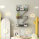 Black Metal Fire Escape Wall Shelf, Unique Decorative Shelves for Wall, New York Shelf Ladder Storage, Funky Knick Knack Shelf Organizer, Industrial Wall Shelves for Bathroom,Living Room