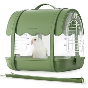 BUCATSTATE Bird Carrier Backpack with Shade Cover, Travel Bird Cage Bag Lightweight, Visible Window for Parrots, Small Cockatiels, Budgie and Other Similar Size Birds (Green)