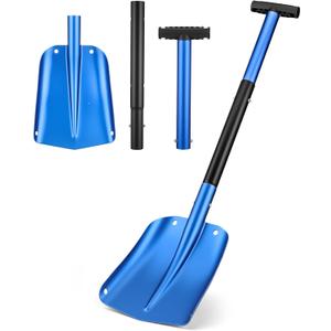Gisafai 1 Pcs 34'' Detachable Emergency Snow Shovel for Car Aluminum Extendable Collapsible Snow Shovel Emergency Car Cleaning Equipment Suitable for Truck SUV Van Camp Outdoor (Blue)