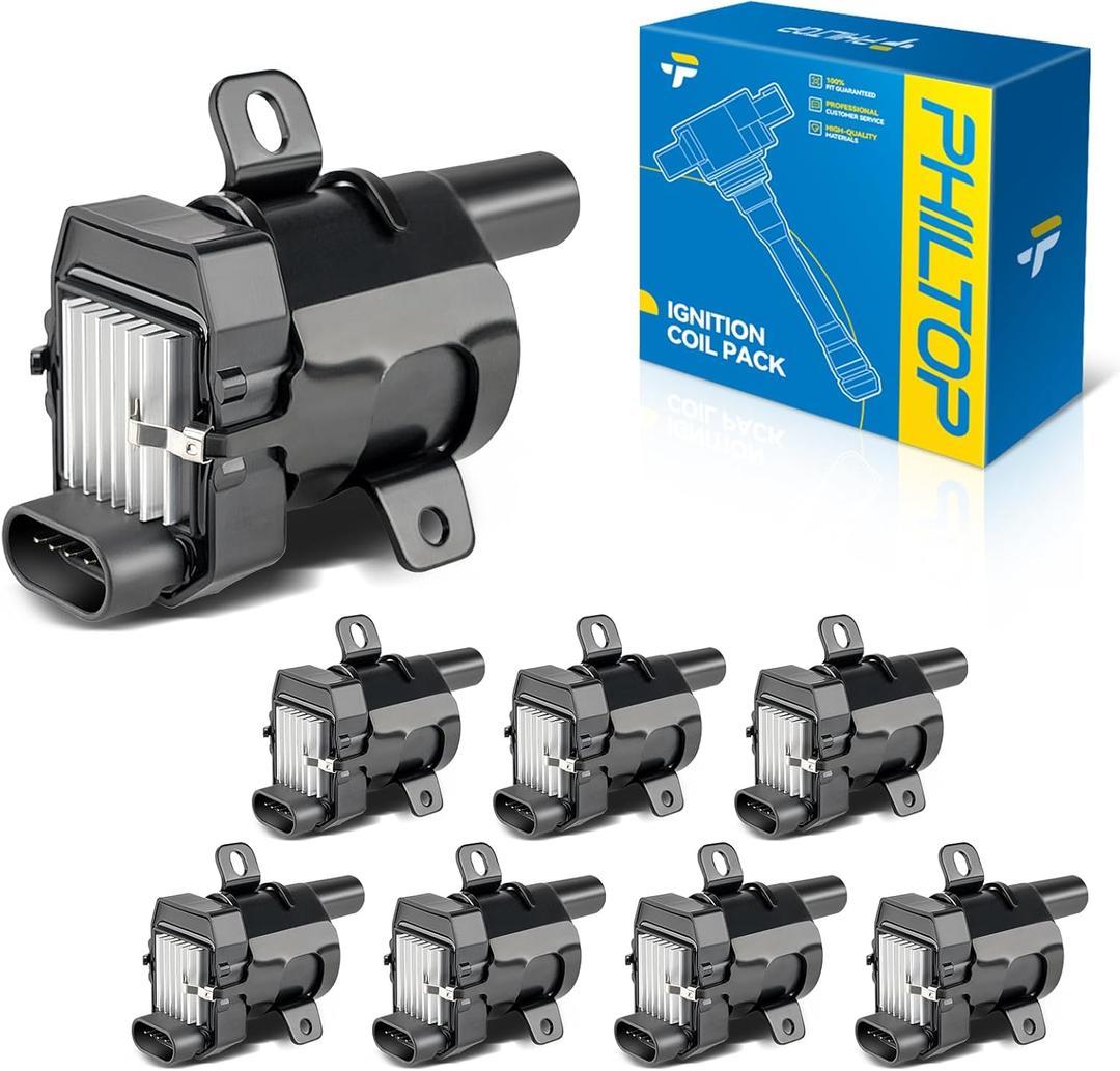 PHILTOP UF262 Ignition Coil Pack, Compatible with 2000-2006 Yukon Tahoe, 1999-2006 Silverado 1500, 2002-2006 Avalanche 1500, 2000-2006 Suburban 1500, 1999-2006 Sierra 1500, 2002-2006 Escalade - Round