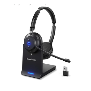 Wireless Headset with Mic for Work-Bluetooth Over Ear Headphones with Microphone,Noise Cancelling with Mute & USB Dongle for Computer/Phones/Remote Work/Call Center,Lightweight All Day Comfort