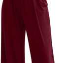 XXTAXN Women's Casual Sleeveless Round Neck Corset Waist Wide Leg Jumpsuit with Pockets - Comfy One-Piece Long Pants Winered (L)