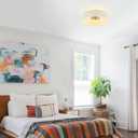 24” Large Boho Ceiling Light Hand Woven Coastal Chandelier for Kitchen Island Dining Living Room Bedroom, White, UL Listed