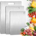 Titanium Cutting Boards for Kitchen, 100% Pure Titanium Cutting Board Set of 3, Double Sided, Food-Grade, Dishwasher Safe, Chopping Board for Meat Fruits & Vegetables