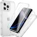 Compatible with iPhone 16 Pro Case with HD Screen Protector, Heavy Duty Shockproof [3 in 1] Clear Phone Cases for iPhone 16 Pro 6.3" (Clear)