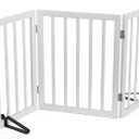 Dog Gates for The House Freestanding Foldable Pet Gates for Doorways 3 Panels 24'' Tall with 2PCS Support Feet Wooden White Dog Gate for Stairs