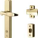 Ideal Security SK1215BB ML Lever Set for Storm and Screen Doors with Keyed Deadbolt, 2-Posts with Tie-Down Screw, Bright Brass
