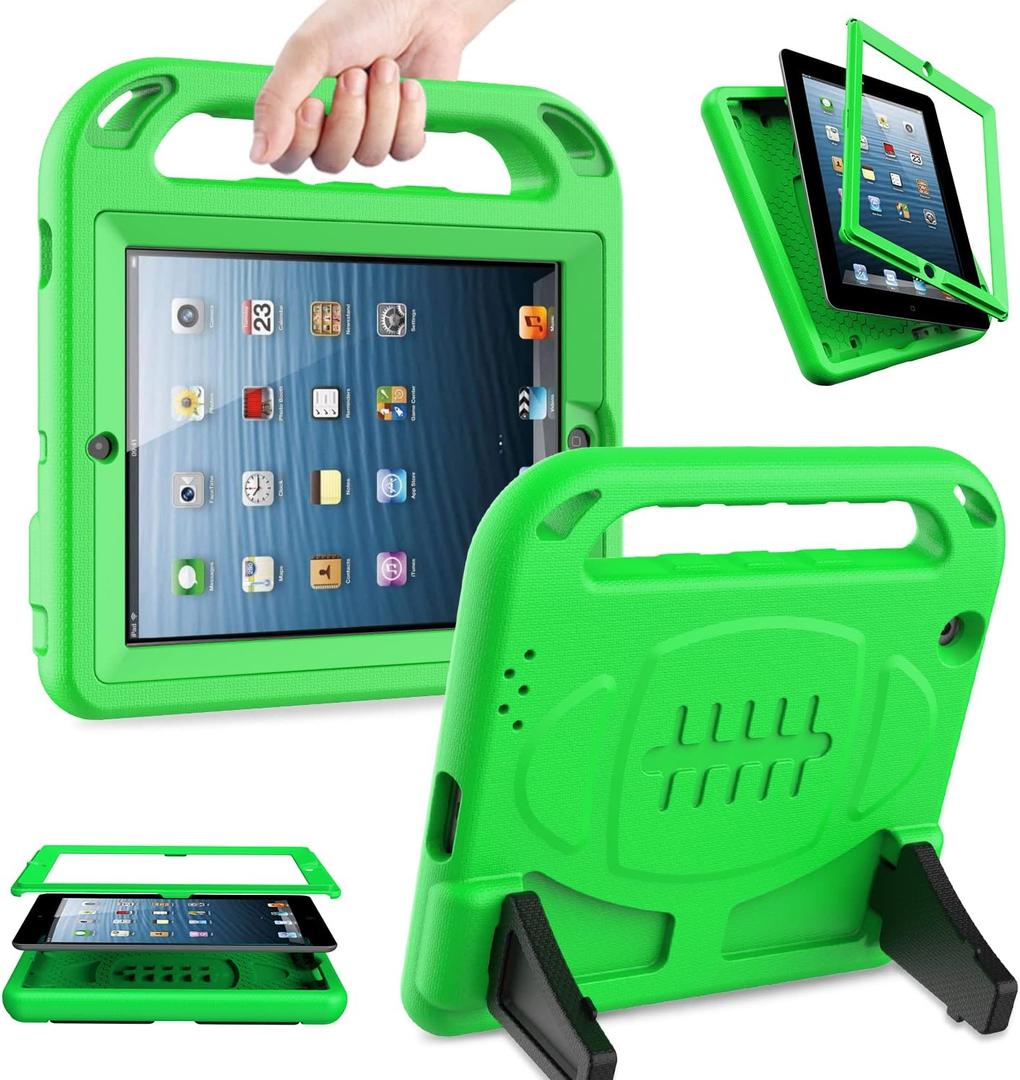 AVAWO Kids Case Built-in Screen Protector for iPad 2 3 4 Old Model- Shockproof Handle Stand Kids Friendly Compatible with iPad 2nd 3rd 4th Generation (Green)
