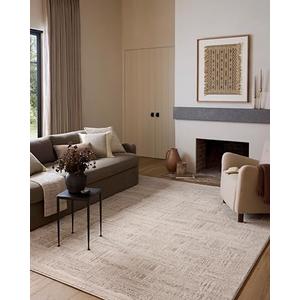 Loloi Amber Lewis Monty Collection MOT-01 Ivory/Taupe 2'-7" x 4', .50" Pile Height, Area Rug