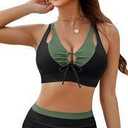 Blooming Jelly High Waisted Bikini Sets for Women Push Up 2 Piece Swimsuits Color Block Swim Suits 2025 (L, Black Green)
