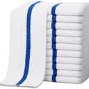 ZUPERIA Bar Mop Towels - 24 Pack (16"x19") - 100% Cotton High Absorbency Kitchen Towels Reusable Dish Cloths, Quick-Dry Rags with Blue Stripe Ideal for Restaurants, Cooks, Bartenders & Homes
