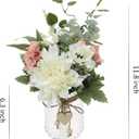 12" Artificial Silk Flowers with Glass Vase for Mom, Realistic Fake Flower Arrangement for Table Centerpiece, Boho Farmhouse Home Decor for Living Room, Kitchen, Office