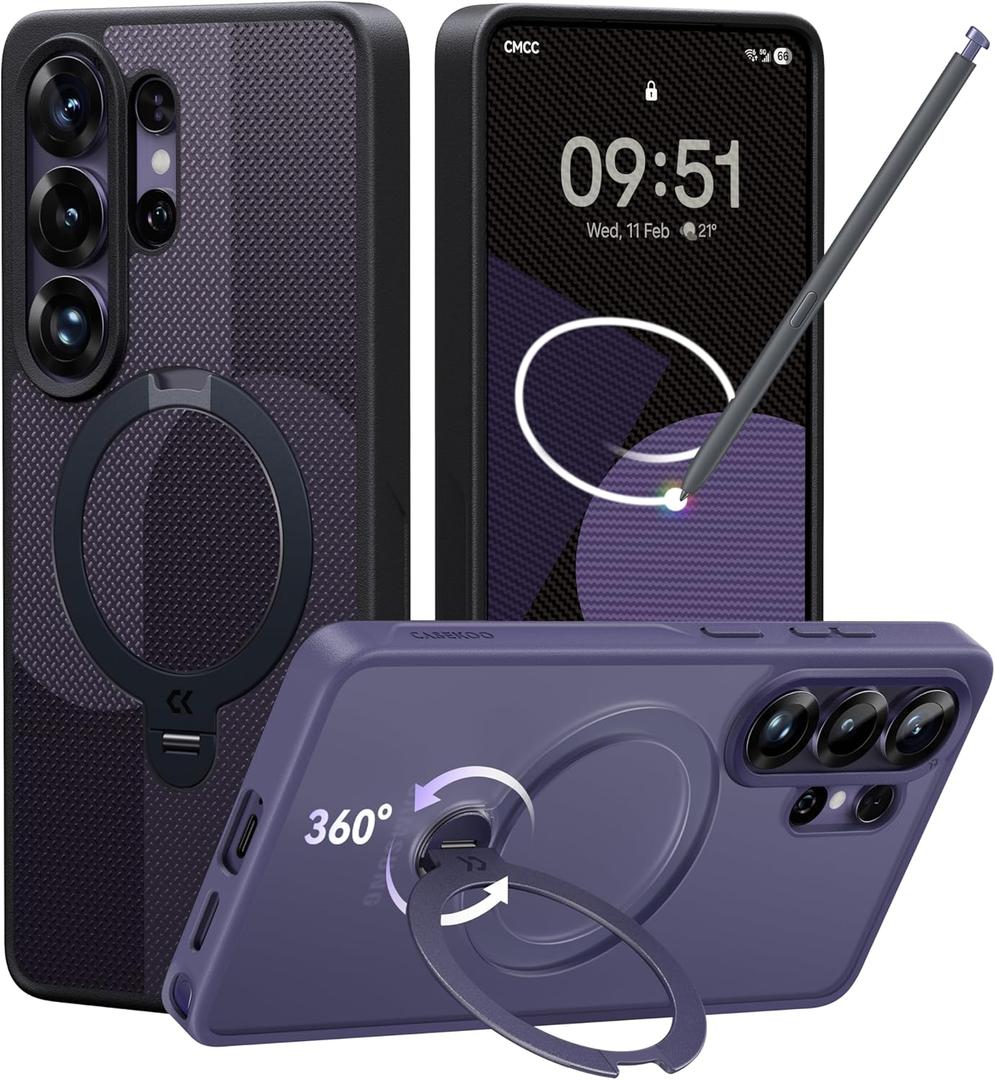 CASEKOO Geo Purple for 26U Case with 360 Spin Magnetic Stand [Fit for MagSafe] [18FT MIL-STD Protection] Shockproof Invisible Ring Holder Matte s26U Phone Case 6.9'' (Two-Tone Purple)