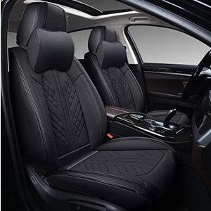 GXT Deluxe Faux Leather Full Coverage Car Seat Cover Anti-Slip Universal Fits for Sedans SUV Pick-up Truck with Headrests,Interior Accessories(Black)