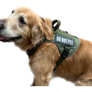 Tactical Dog Harness, Air Dog Vest No Pull with Reflective Do Not Pet Patches, Breathable Dog Molle Vests for Training Walking Hunting Green, XL