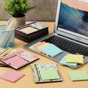 36 Pcs Flowers Wooden Sticky Note Holder Set Gifts for Mother Day Teacher Appreciation Gifts with Notes and Ballpoint Pens Floral Sticky Notes Notepad Holder Thank You for Coworker Employee