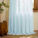 Blue Sheer Curtains 84 Inch Length Semi Voile Sheer Curtains for Boys Bedroom Soft Touch Light Filtering Drapes(Blue, 42 W x 84 L, 2 Panels)