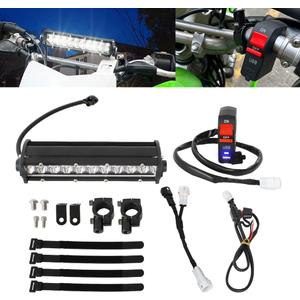 Motoparty LED Light Bar Kit for CRF110 KLX110 TTR110 YZ250F with USB Socket Charger, 60W Motocross LED Headlight Kit and Off Road Wiring Harness Plug-Play Headlight Assembly Fits Most 7/8 Handlebars