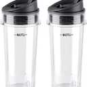 Replacement Parts 16oz Single Serve Cup with Sip&Seal Lid, Compatible with Ninja Blender BL200 30/ BL201 30/BL201C 30/BL203QBK/BL100 (2 Pack)