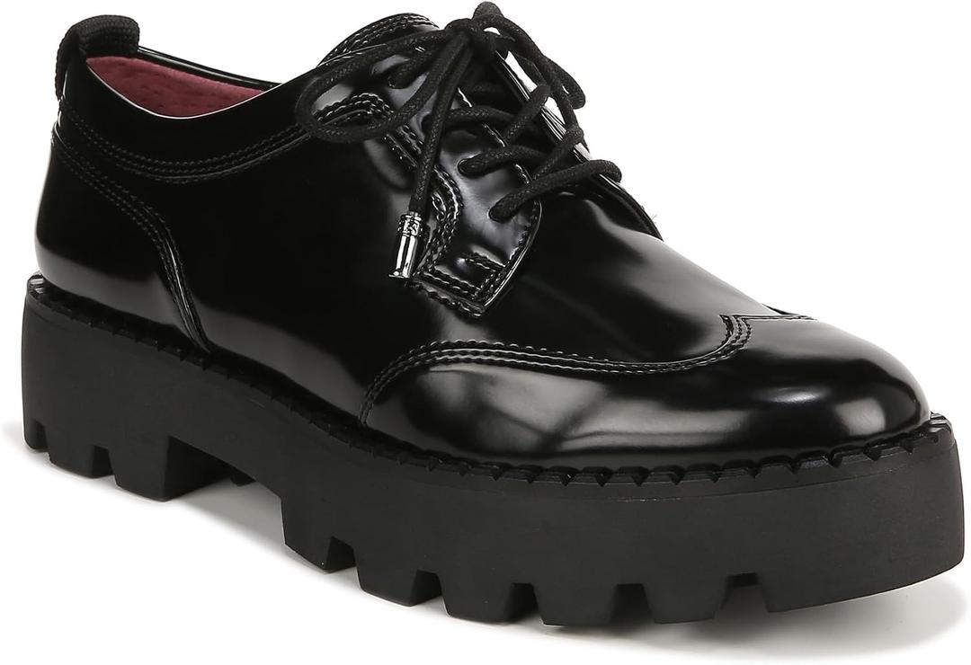 Franco Sarto Womens Balin Oxford Lace Up Loafers Black Gloss 11 M