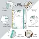2 x 2026 Planner - Planner 2026 from January 2026 to December 2026 with 12 Monthly Tabs, Flexible Cover, Inner Pocket, 8.5" x 11", Teal Flowers