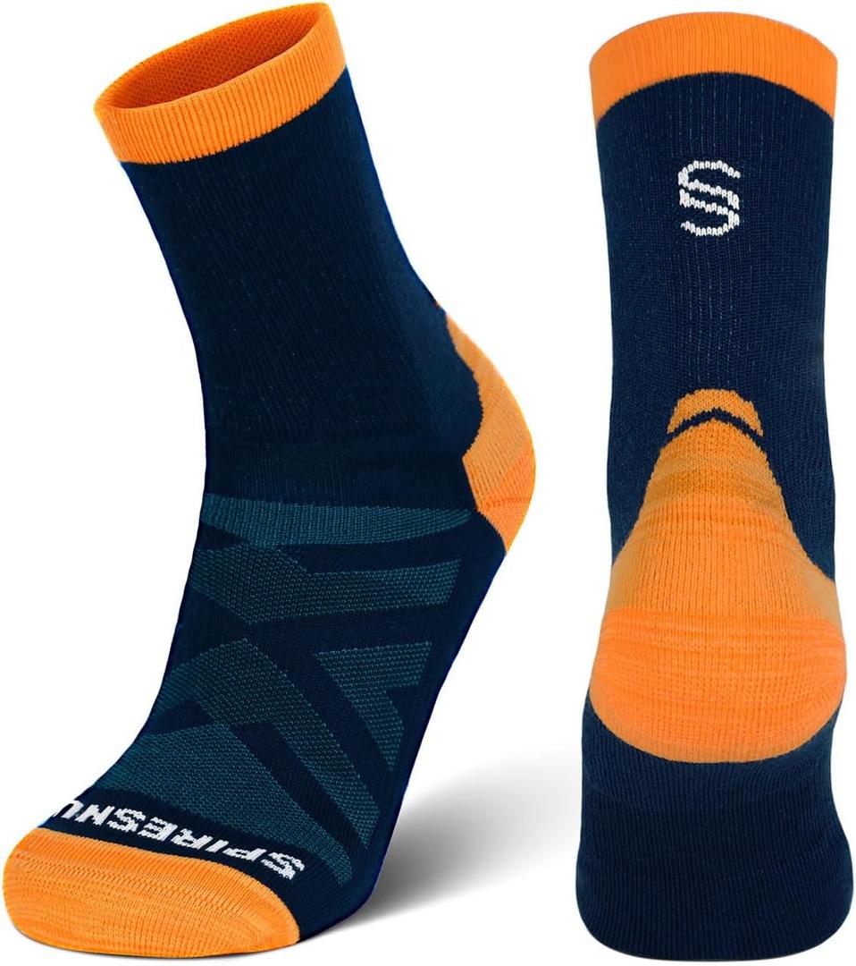 19.42 Micron Merino Wool Hiking Socks Men Women, Anti-Blister Moisture Wicking Breathable Seamless Toe Crew Socks