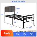 18 Inch Twin Bed Frame with Upholstered Headboard and Footboard, Heavy Duty Metal Slats, with Under Bed Storage, No Noise, No Box Spring Needed, Easy Assembly, Black