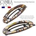 Camila Paris CP3367 French Hair Barrettes for Women, Onyx, Side Slide-in Metal-Free Closure Flat Hair Clips for Fine Hair, Strong Hold Grip No Slip Hair Accessories, Handmade Made in France