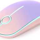 Vssoplor Wireless Mouse, 2.4G Slim Portable Computer Mouse with Nano Receiver Quiet Silent Optical Laptop Mouse for Notebook, PC, Laptop, Computer-Pink to Purple
