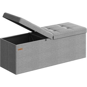 Ottoman with Storage Bench Folding Foot Rest Stool Linen