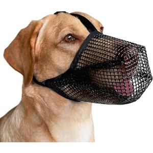 Mayerzon Dog Muzzle, Patented Mesh Muzzles for Small Medium Large Dogs, Soft Covered Mouth Guard with Adjustable Straps, Prevent Biting Chewing and Licking Size M