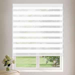 Cordless Zebra Blinds for Windows (27" W X 72" H, White) Free-Stop Zebra Roller Shades Dual Layer Light Filtering Privacy for Day and Night, Light Control for Home, Bedroom, Office