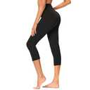 GAYHAY High Waisted Capri Leggings for Women - Soft Slim Yoga Pants for Running Cycling Workout B-Black, L-XL