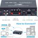 AK35 Bluetooth 5.0 Stereo Amplifier, 2.0 Channel Mini Audio Receiver, 30Wx2 Home HiFi Audio Amp with Bass/Treble Control for Home Theater, TV, Speakers, Car