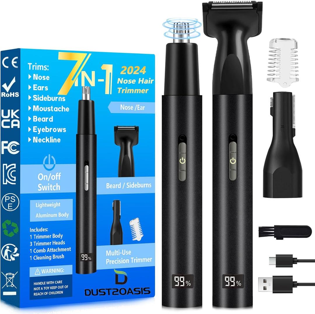Nose Hair Trimmer for Men Women-2026 All-in-1 Professional Use for Nose Ear Hair Trimmers Clipper Pro-14,000RPM Motor,2 hrs Rechargeable Hair Trimmer Set with Dual Edge Blades NC1